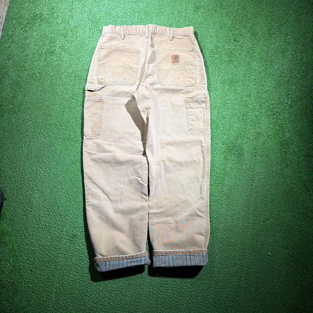 Vintage Carhartt B11 BRN Blanket-Lined Dungaree Fit Work Pants 33x32